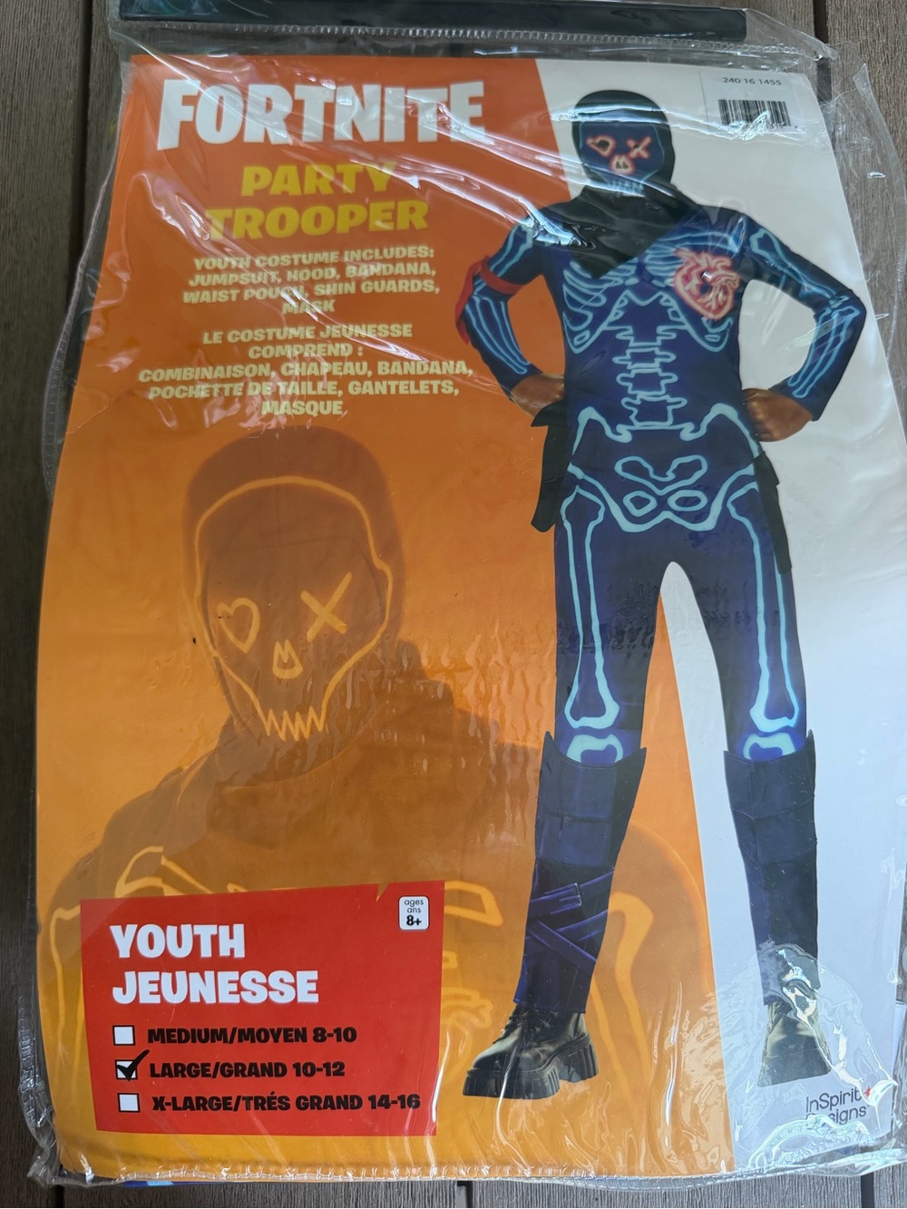 Spirit Fortnite Party Trooper Costume - Black with Blue Glow